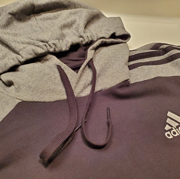 Adidas French Terry Melange Hoodie Black Grey Small - Picture 4 of 11